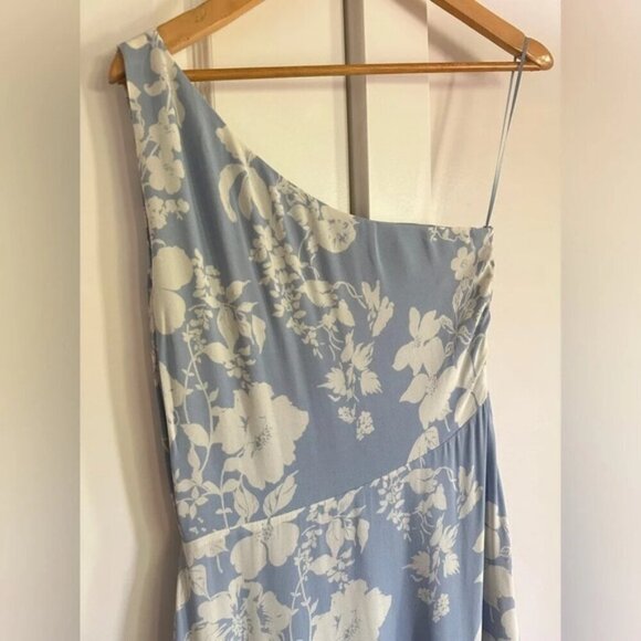 NEW Reformation Evelyn Maxi Dress One Shoulder Side Slit Aliso Blue Floral sz 2 - Picture 11 of 15